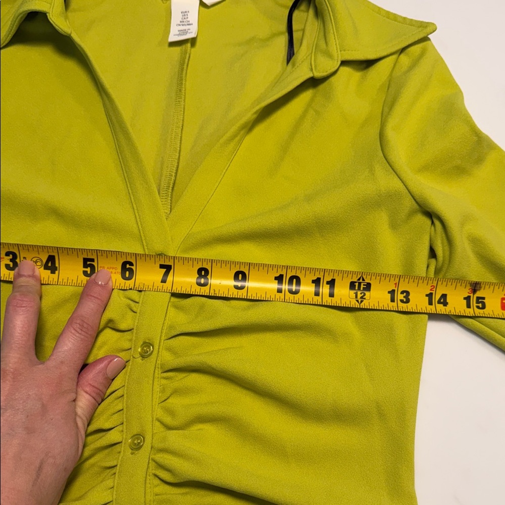 H&M Lime Green Ruched Button-Front Dress size S - Picture 10 of 10